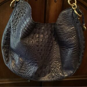 Brahmin Blue Croc Leather Hobo Bag Medium